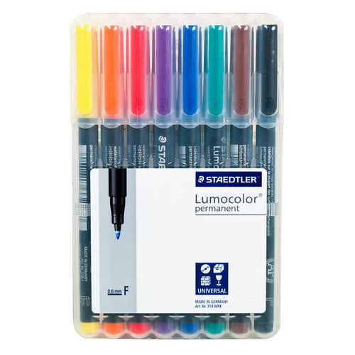 Pack of 4 Staedtler Lumocolour Universal Pen Permanent Fine Assorted 